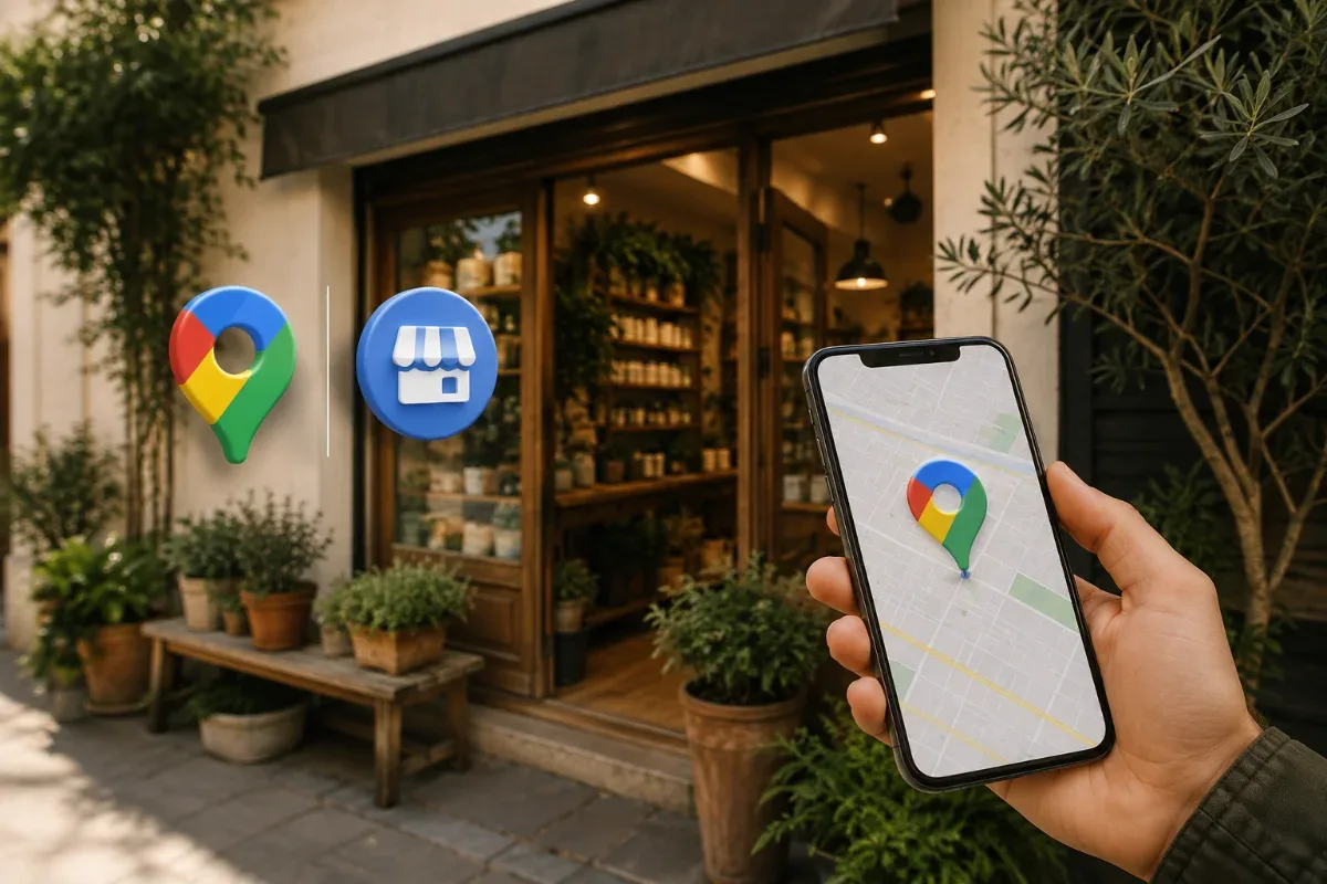 Negocio local destacado en un mapa de Google Maps
