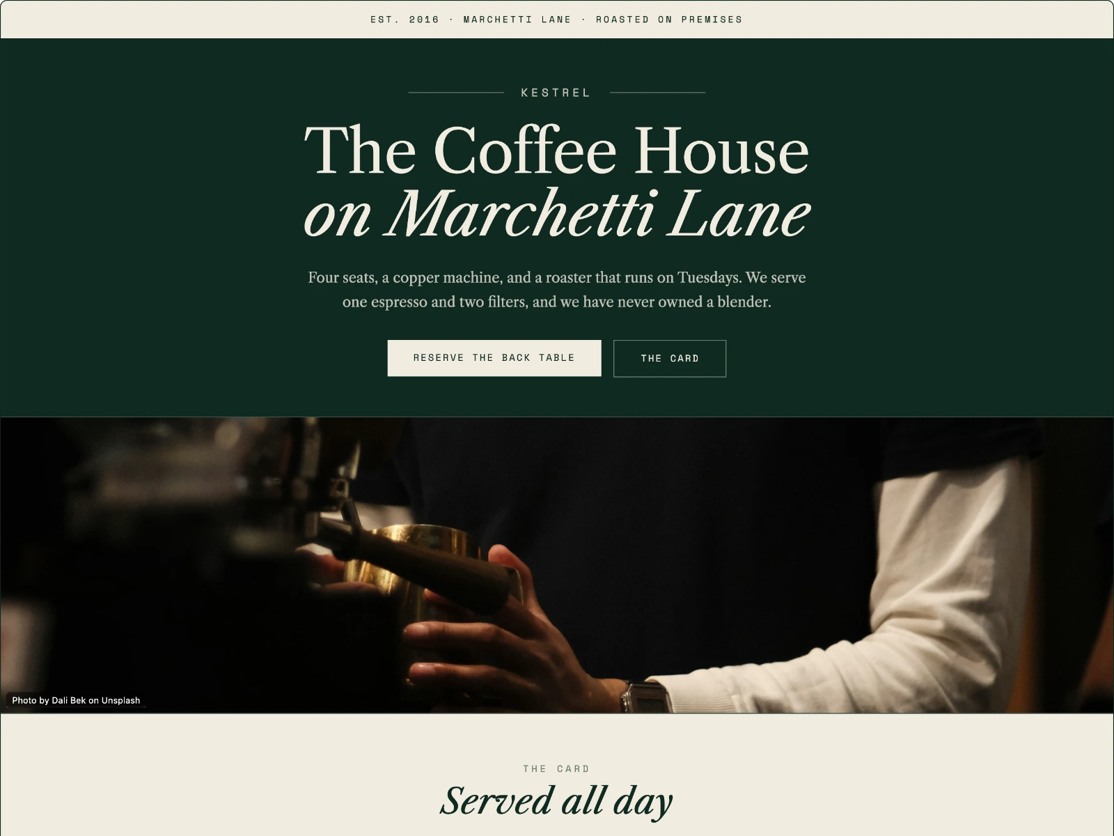 Portada de The Coffee House on Marchetti Lane, cafetería con tostado propio